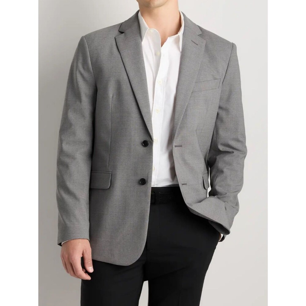 Quince Gray Two-Button Notch Lapel Stretch Wool Blazer XXL NWOT